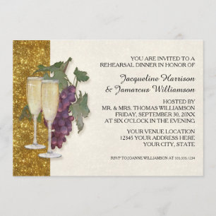Invitación Moderna Cena Temática De Vidrio Champagne