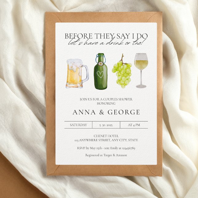 Invitación Moderna Cerveza Cervecería Ducha Parejas Ducha (Love is brewing, couples shower beer wine invitation)