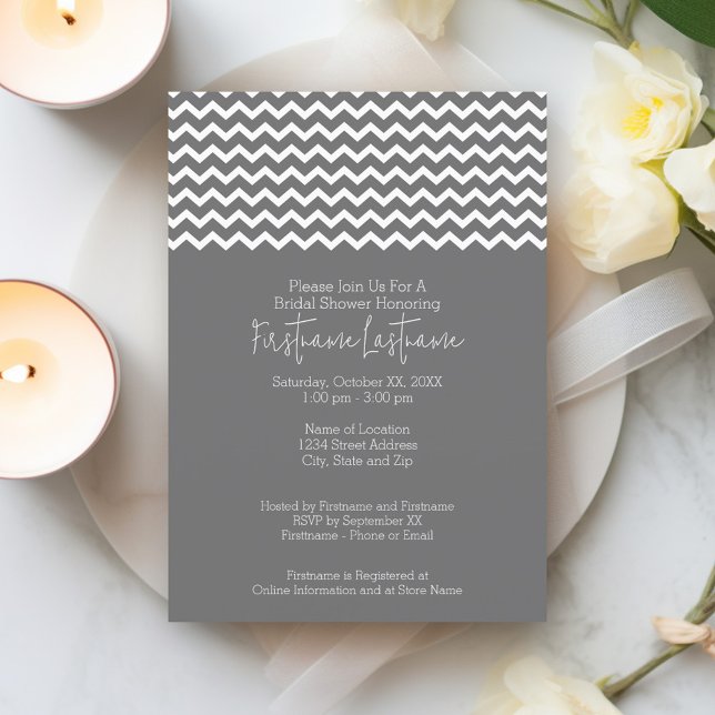 Invitación Moderna Chevron Bridal Shower o Partido de Comprom (Bridal Shower Invitation - modern chevrons)