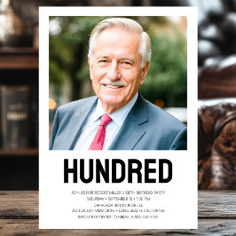 Invitación Moderna CIENTO Foto 100 cumpleaños