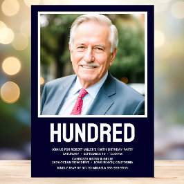 Invitación Moderna CIENTO Foto 100 cumpleaños