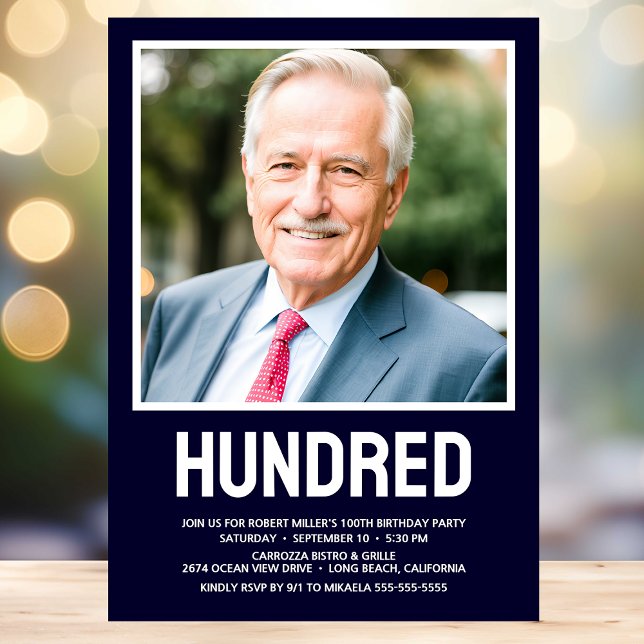 Invitación Moderna CIENTO Foto 100 cumpleaños (Subido por el creador)