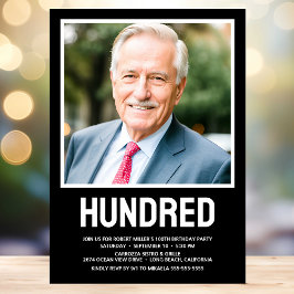 Invitación Moderna CIENTO Foto 100 cumpleaños