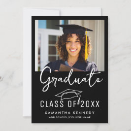 Invitación Moderna clase blanca y negra de la foto de 2025 de