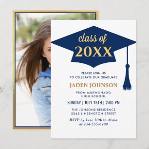Invitación Moderna clase de FOTO del Partido de Graduación 20