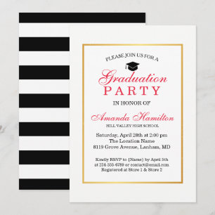 Invitación Moderna Clásica Faux Gold Frame Graduación