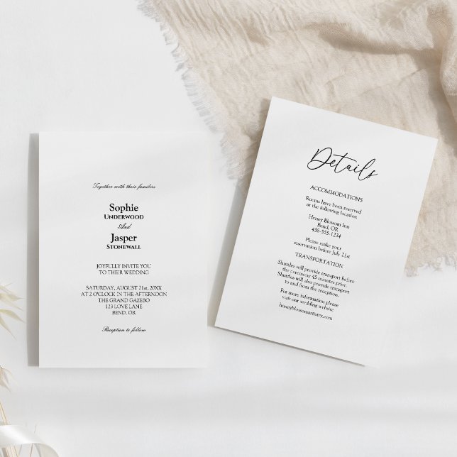Invitación Moderna Clásica Simple Detalles Todo En Un Boda (Subido por el creador)