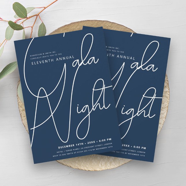 Invitación Moderna compañía GALA Mínima (Modern Minimal GALA Company Business Navy Invitation)