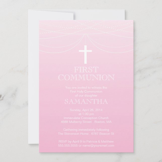Invitación Moderna comunidad de la Cruz Rosa Ombre Garland (Anverso)