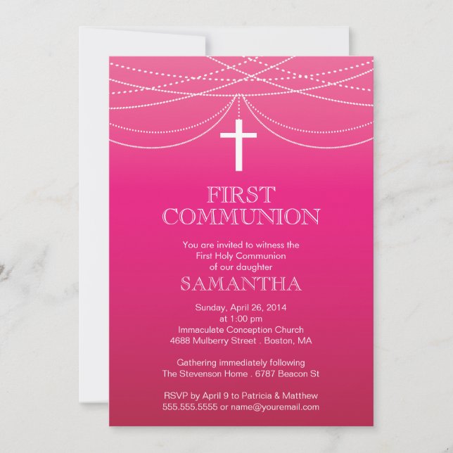 Invitación Moderna comunidad de la Cruz Rosa Ombre Garland (Anverso)