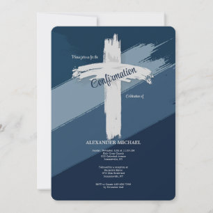 Invitación Moderna confirmación azul