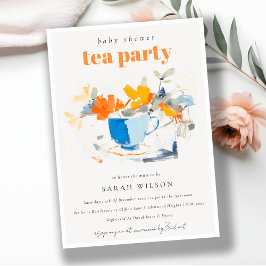 Invitación Moderna Copa de Té Floral Baby Shower Tea Fiesta