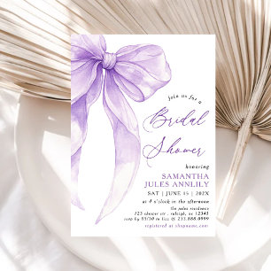 Invitación Moderna Coquette Purple Bow Bridal Shower