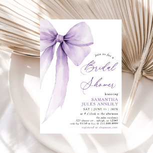 Invitación Moderna Coquette Purple Bow Bridal Shower