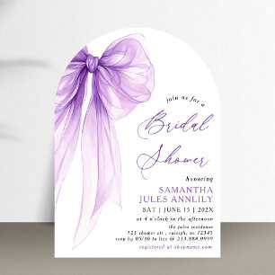Invitación Moderna Coquette Purple Bow Bridal Shower