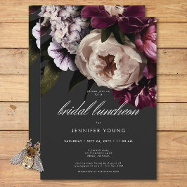 Invitación Moderna crema borgoñona Peonies almuerzo de novia 