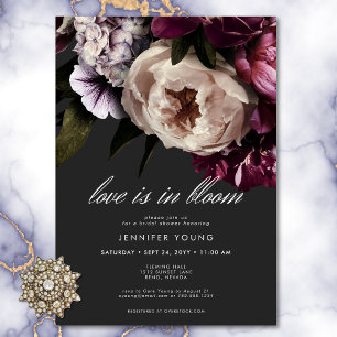 Invitación Moderna Crema De Borgoña Amor En La Ducha Bridal D