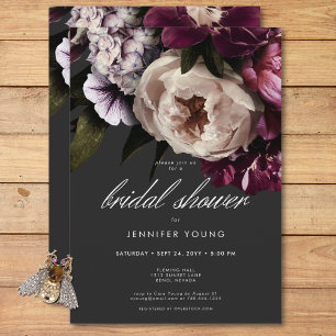 Invitación Moderna crema de borgoña Peonies ducha de novia fl
