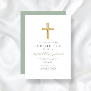 Invitación Moderna cristalización de la cruz religiosa verde