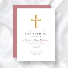 Invitación Moderna cristiandad Chica de cruz religiosa rosa