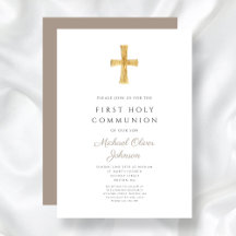 Moderna Cruz de Taupe Niño Comunión Santa