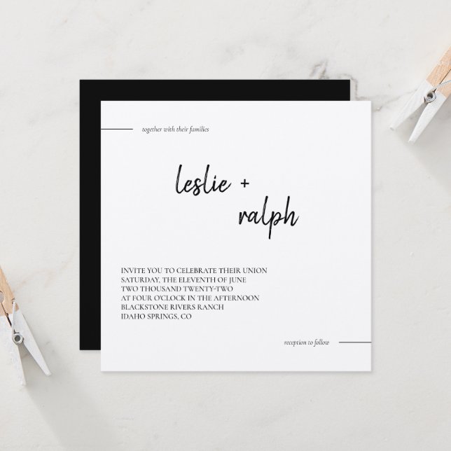 Invitación moderna cuadrada (Anverso/Reverso In Situ)