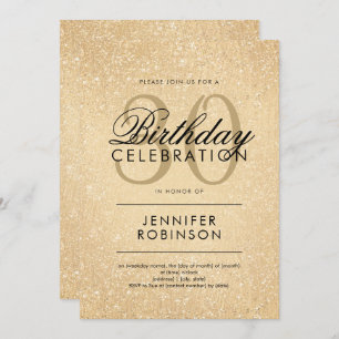 Invitación Moderna Cualquier Edad Alumno Purpurina de oro