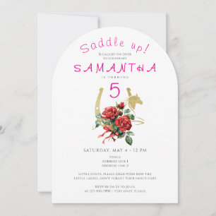 Invitación Moderna Cualquier Edad Derby Caballo Rosa Saddle A