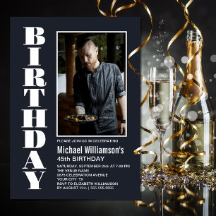 Invitación Moderna Cualquier Edad Gris Fotos Blancas Fiesta d