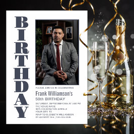 Invitación Moderna Cualquier Edad Gris Fotos Blancas Fiesta d