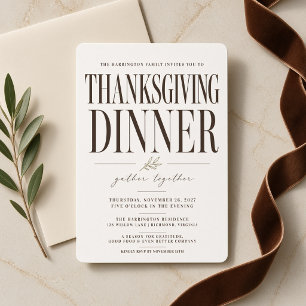 Invitación moderna de Acción de Gracias para cena