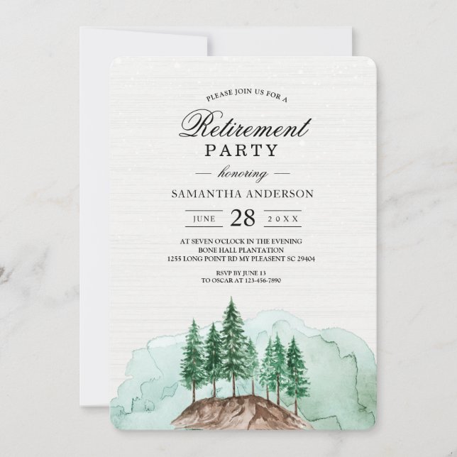 Invitación moderna de acuarela de invierno bosque  (Anverso)