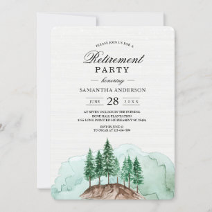 Invitación moderna de acuarela de invierno bosque 