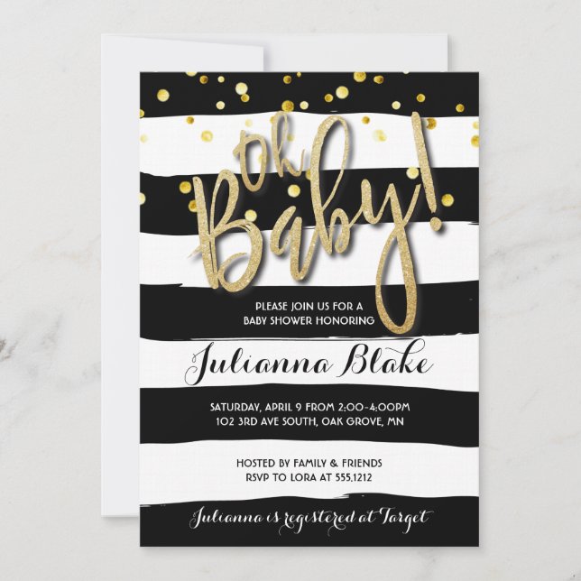 Invitación moderna de acuarela para baby shower de (Anverso)