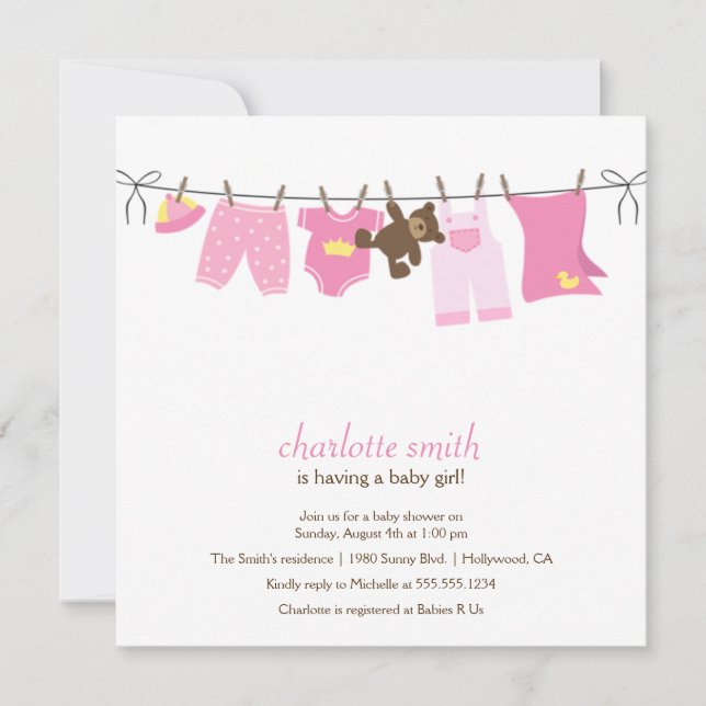 Invitación moderna de Baby Shower (Anverso)