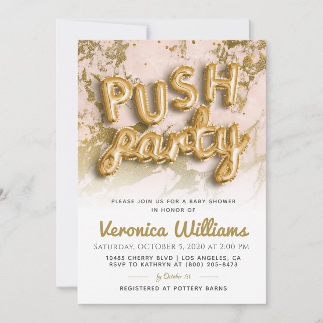 Invitación moderna de Baby Shower a la Fiesta Push (Anverso)