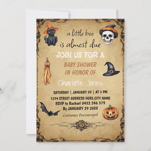 Invitación moderna de Baby Shower a Little Boo de  (Anverso)