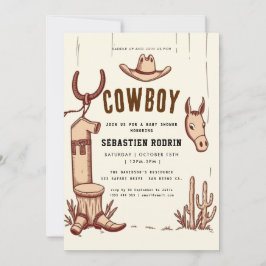 Invitación moderna de Baby Shower a Little Cowboy