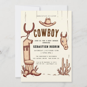 Invitación moderna de Baby Shower a Little Cowboy