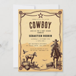 Invitación moderna de Baby Shower a Little Cowboy