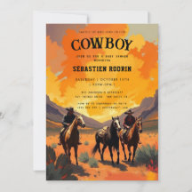 Invitación moderna de Baby Shower a Little Cowboy