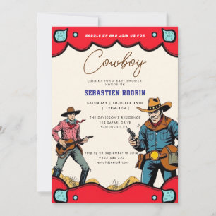 Invitación moderna de Baby Shower a Little Cowboy