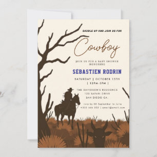 Invitación moderna de Baby Shower a Little Cowboy