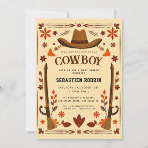 Invitación moderna de Baby Shower a Little Cowboy