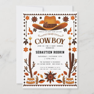 Invitación moderna de Baby Shower a Little Cowboy