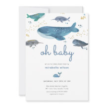 Invitación moderna de Baby Shower a Ocean Whale