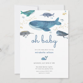 Invitación moderna de Baby Shower a Ocean Whale