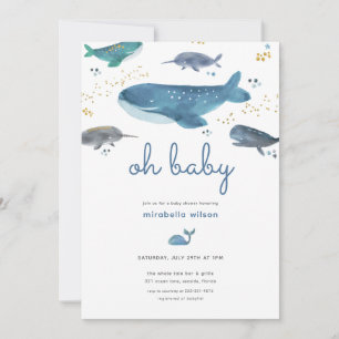 Invitación moderna de Baby Shower a Ocean Whale