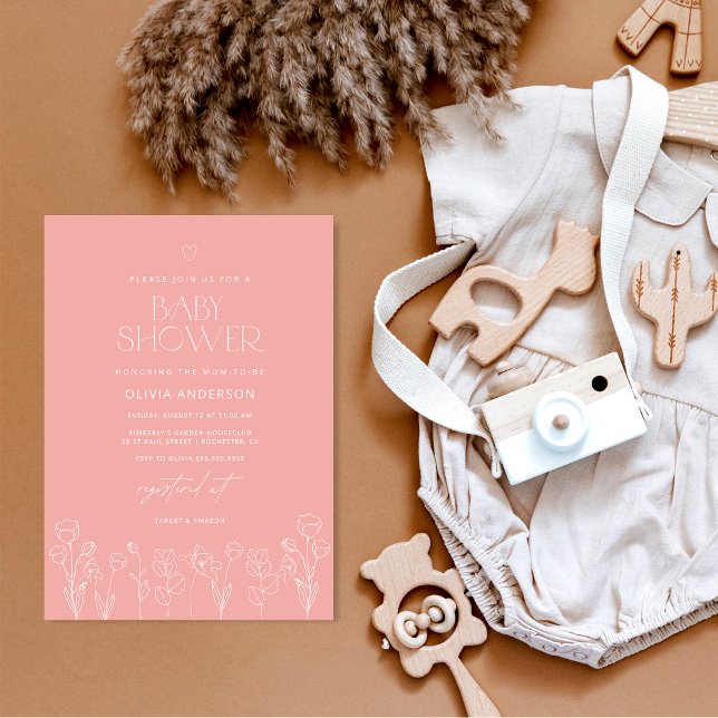 Invitación moderna de Baby Shower Chica rosa Rubor (Subido por el creador)