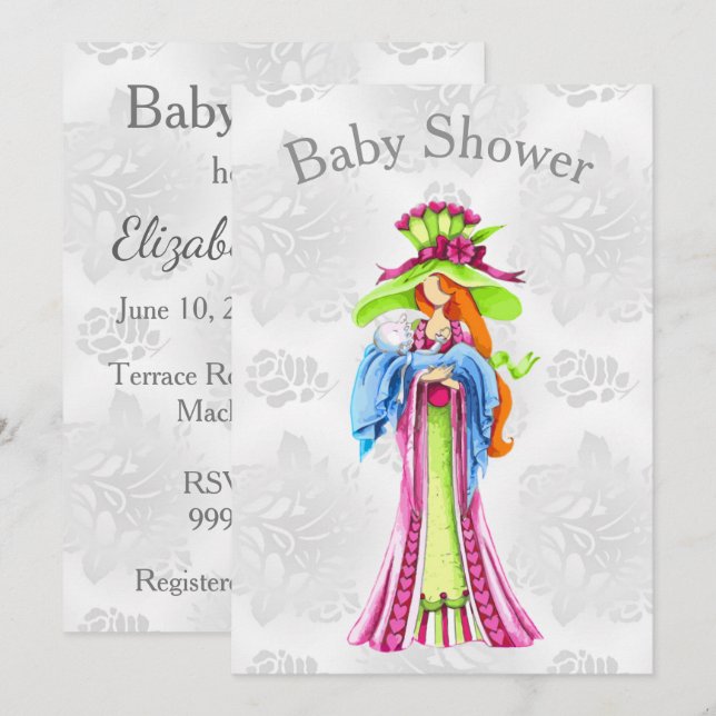 Invitación moderna de Baby Shower colorida (Anverso / Reverso)